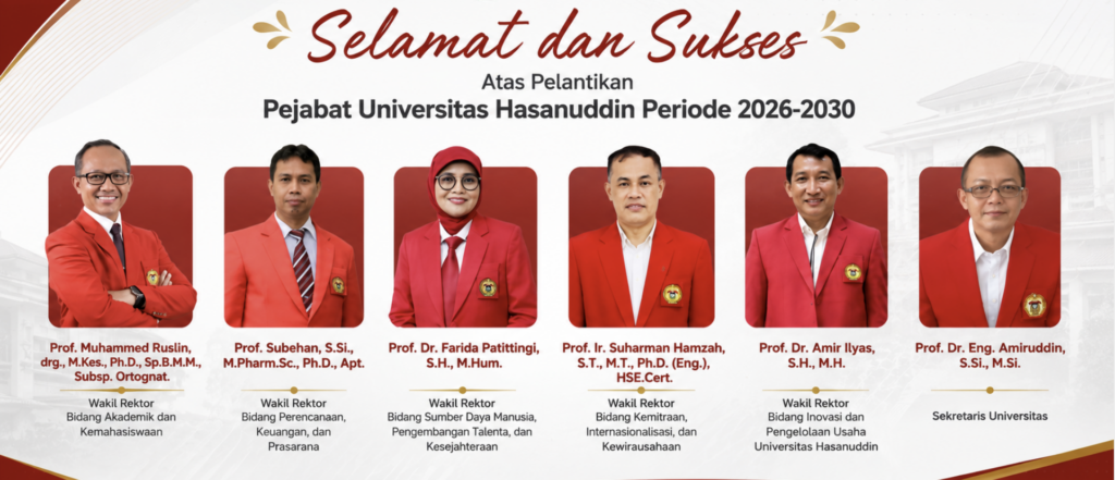 Pelantikan pejabat Universitas Hasanuddin periode 2026-2030